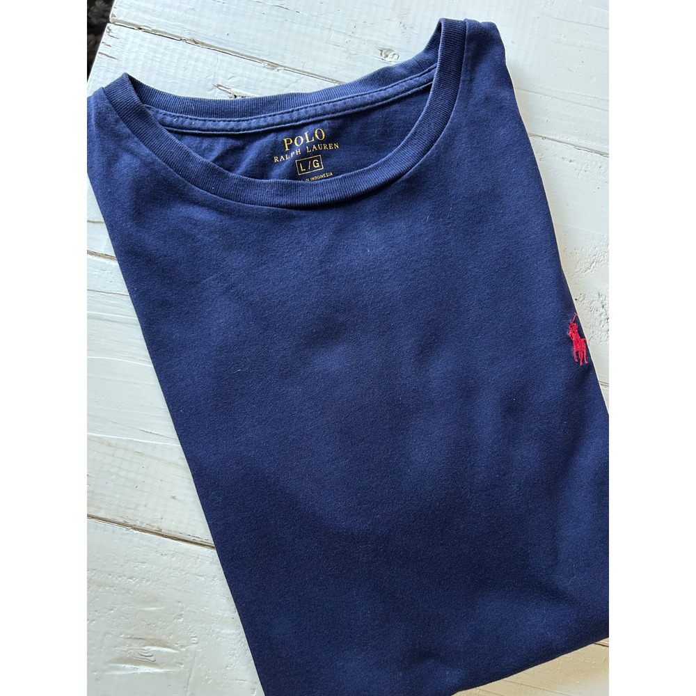Polo Ralph Lauren Mens Navy Blue Cotton‎ Short Sleeve Crewneck T-Shirt Large L